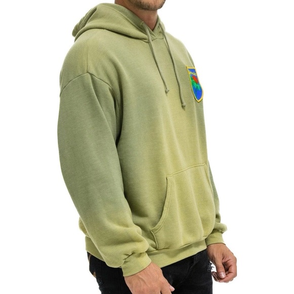 Aviator Nation California Palm Patch Relaxed Pullover Hoodie In Faded Army, XS. - Picture 4 of 8